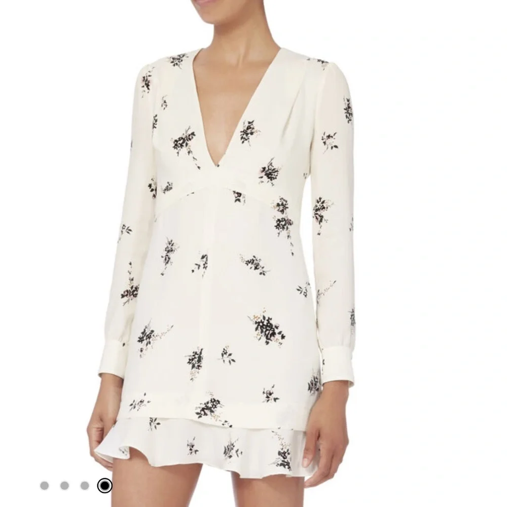 ALC Sana Flounce Hem Dress 100% Silk Floral - Picture 4 of 12